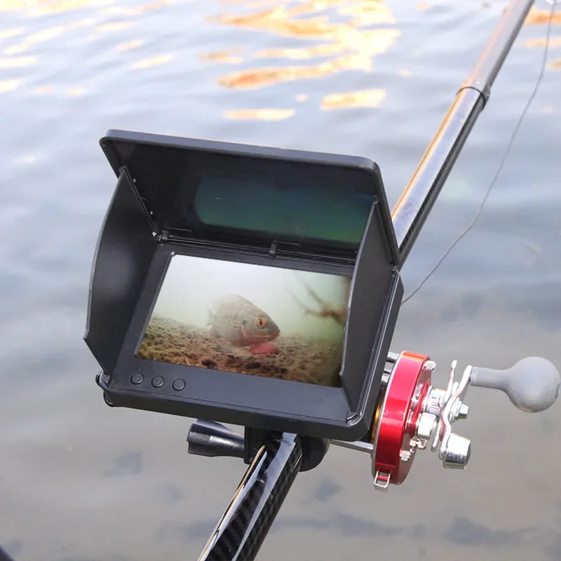 Vídeo de Pesca Subaquática HD de 5 polegadas com Ângulo Amplo de 195 Graus, com Cabo e Vara de Pesca de 3,6m e 4,5m