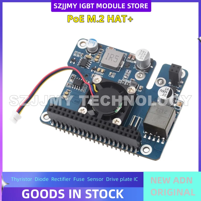 Raspberry Pi 5 PCIe Ke M.2 Antarmuka NVMe Protokol PoE Ethernet Papan Ekspansi Topi + Kipas Pendingin Baru Asli Dalam Stok