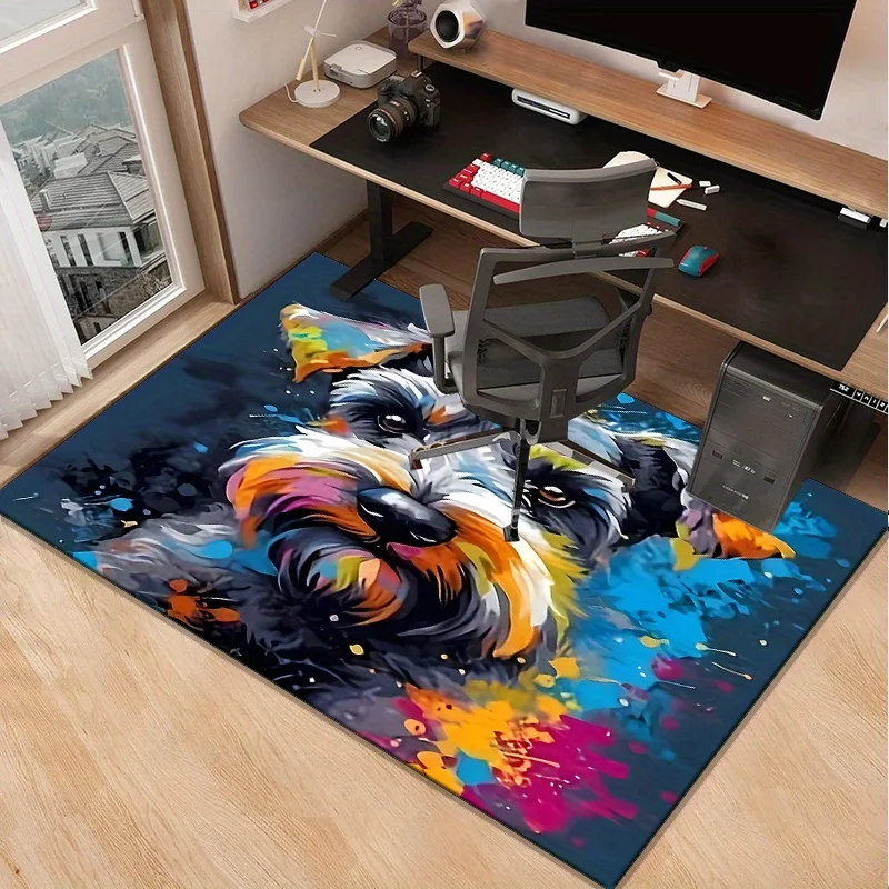 

Colorful Dog Portrait Rug for Home Office desk accessories modern art carpet Anti slip carpet can be machine washed