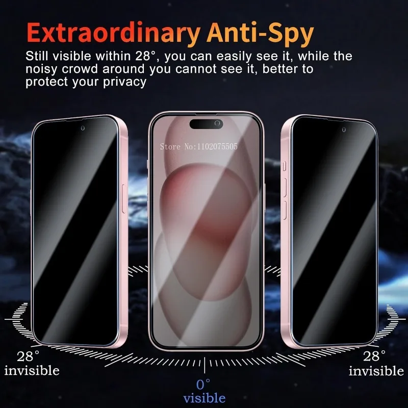 3PCS Anti Spy Peep Tempered Glass for IPhone 16 15 14 13 12 11 Pro Max Mini Screen Protector for IPhone 14 15Plus X XS MAX XR