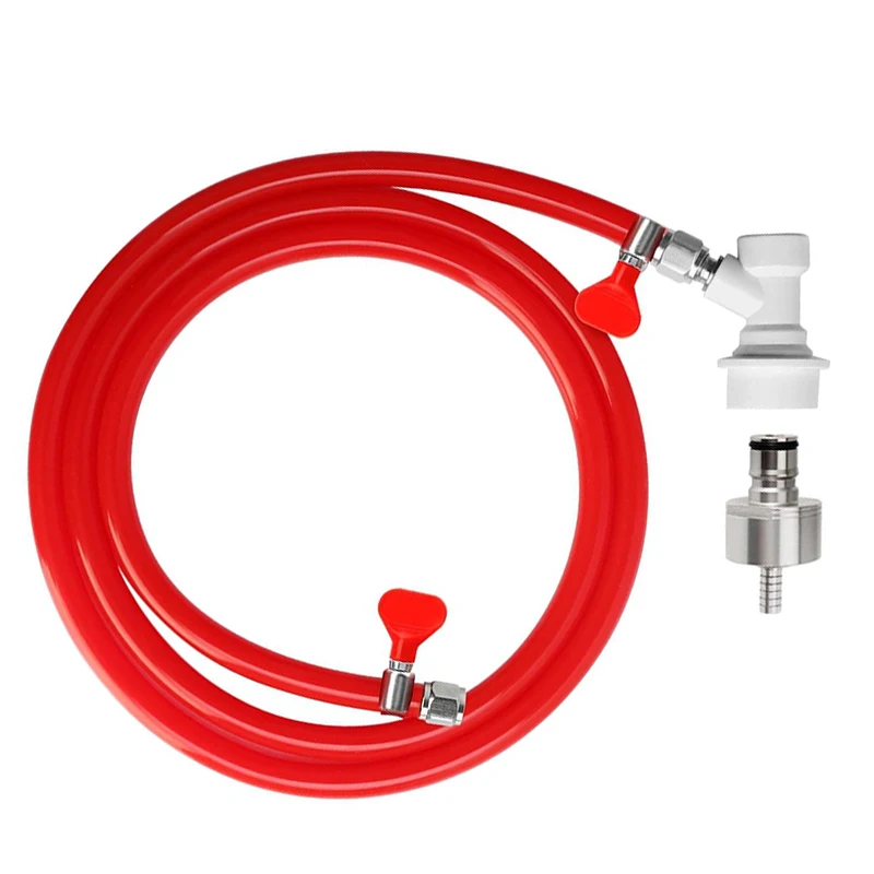 Kit de Tubería de Gas de 1.5M con Válvula de Bloqueo de Bola y Tapa de Carbonatación, para Agua Carbonatada en Botella PET o Barril, Tubo de PVC para Kegerator de Cerveza, para Elaborar Seltzer