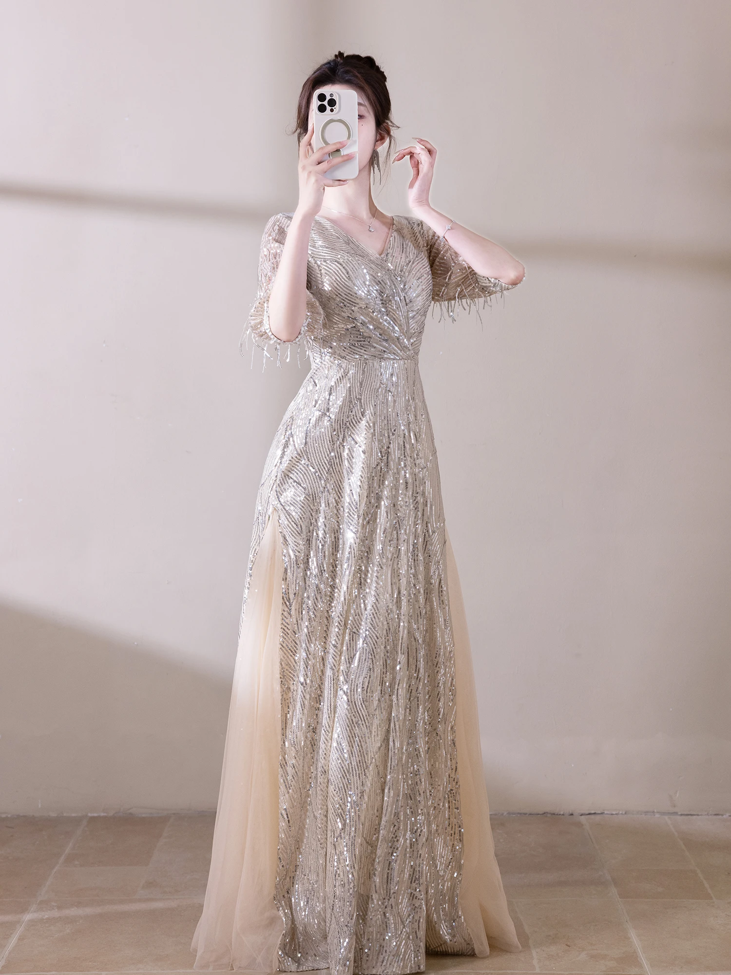 

Stunning Evening Gown Women's 2026 New High-End Year Conference Host Ball Birthday Luxury Small ence Tulle Skirt Adult Ce...