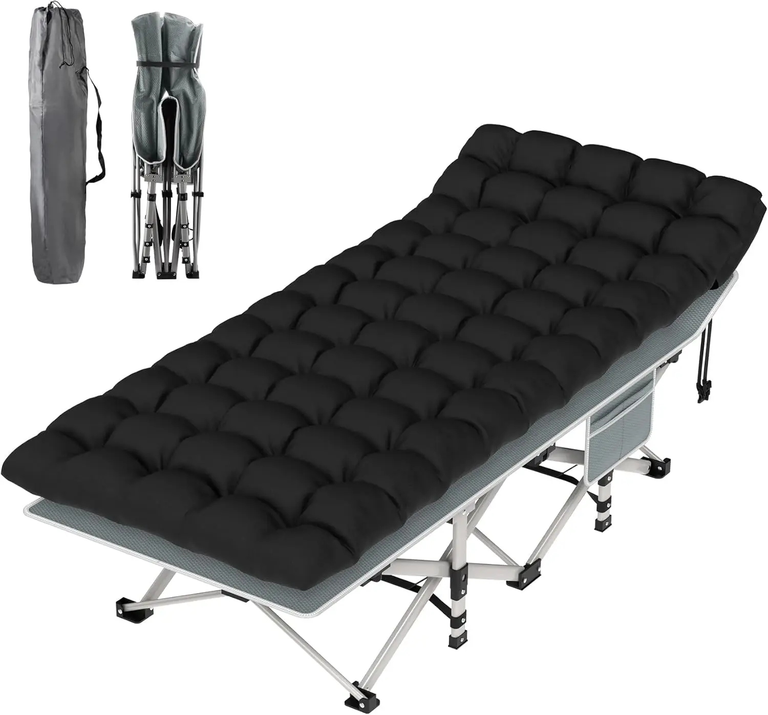 

Портативная складная походная кровать для взрослых с мягким матрасом и сумкой для переноски, двухслойная ткань Оксфорд для путешествий на природе