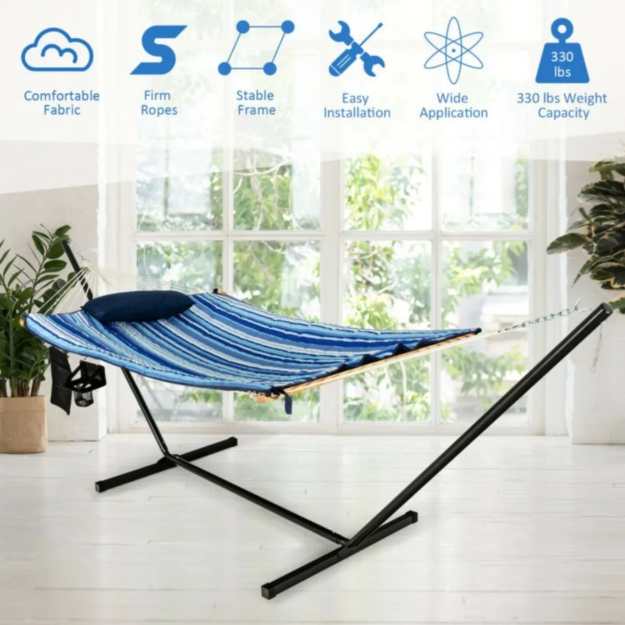 Juego de soporte para silla hamaca, columpio Cn con portavasos de almohada para interiores y exteriores