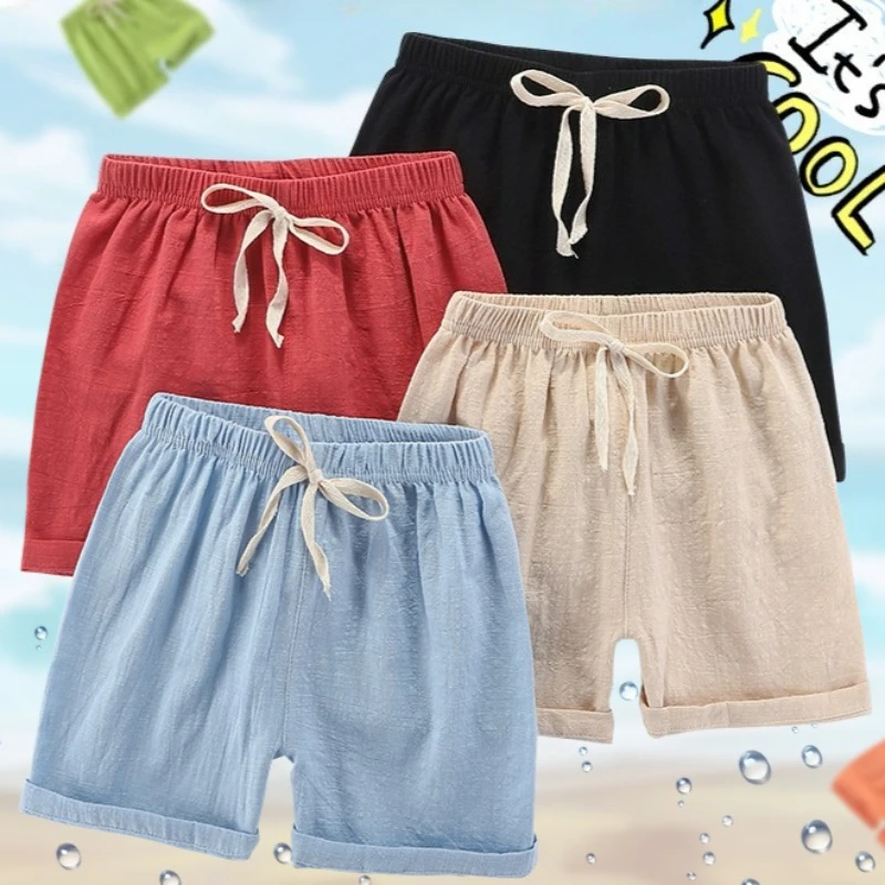 Children's Shorts Boys' Summer Pure Cotton Thin Five Quarter Sports Pants Baby's Casual Home Clothing Girls' Breathable Pants