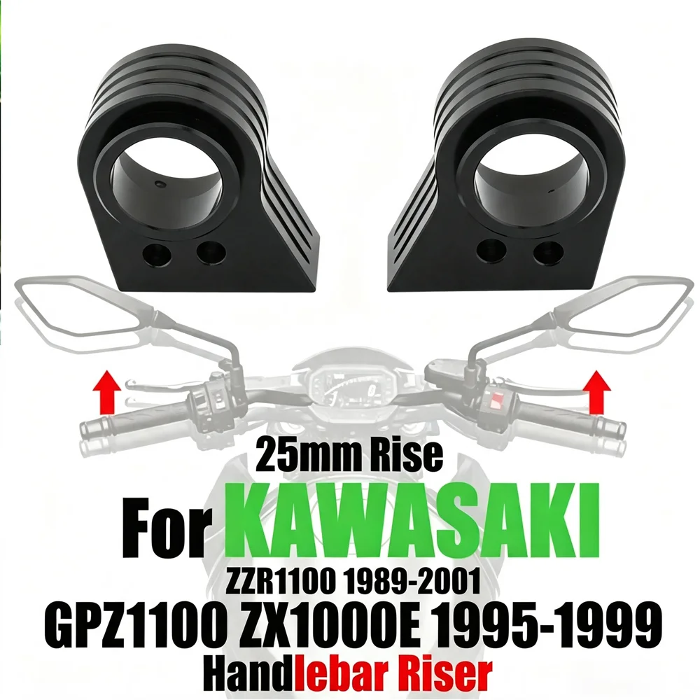 For Kawasaki ZZR1100 1989-2001 GPZ1100 ZX1000E 1995-1999 Motorcycle CNC Handlebar Riser Lift Kit Height Up 25MM