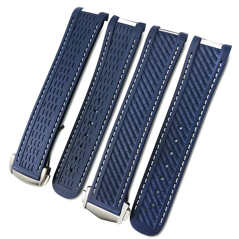 20mm Rubber Watch Band for Omega Seamaster 300 Speedmaster AT150 De Ville 424 Silicone Strap Folding Butterfly Buckle Bracelet