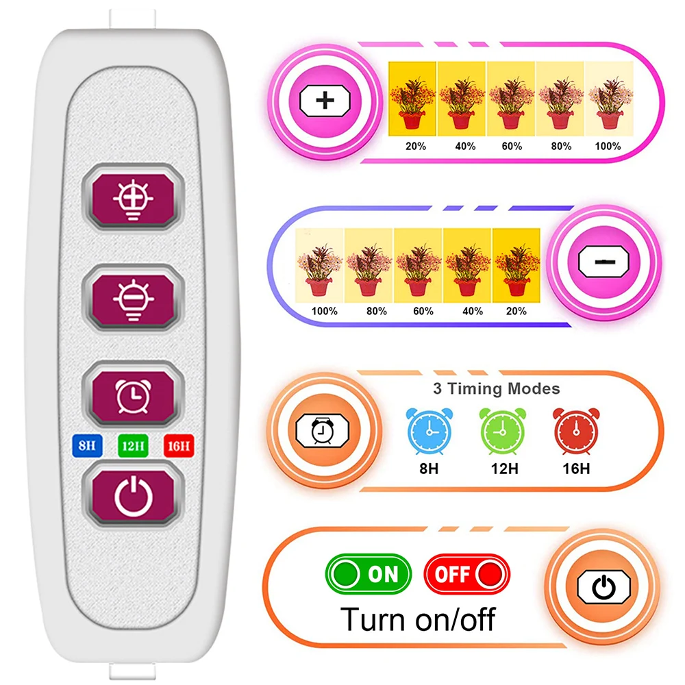 1/2/3/4 رئيس LED تنمو شرائط مصباح أنبوب نبات داخلي USB الطيف الكامل فيتو مصباح عكس الضوء الموقت الشتلات الخضار زهرة تنمو مصباح