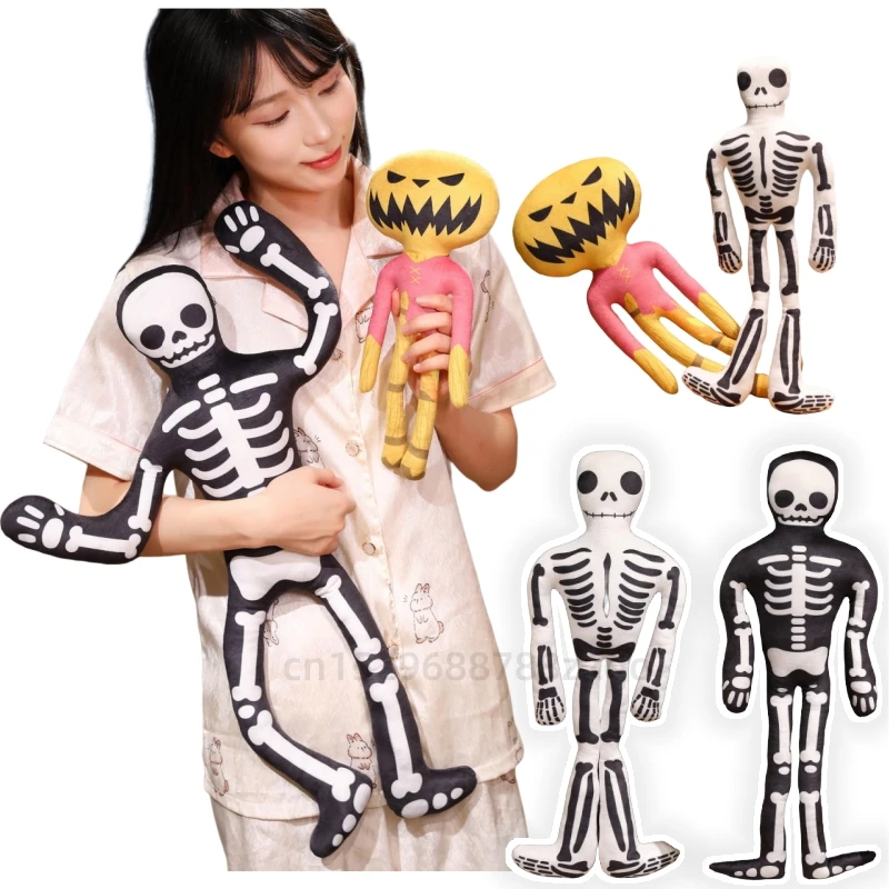 New  Halloween Pumpkin Black Skull Standing Posture Plush Toys Interesting Animals Ghost Boys Girls Birthday Hallowmas Gifts