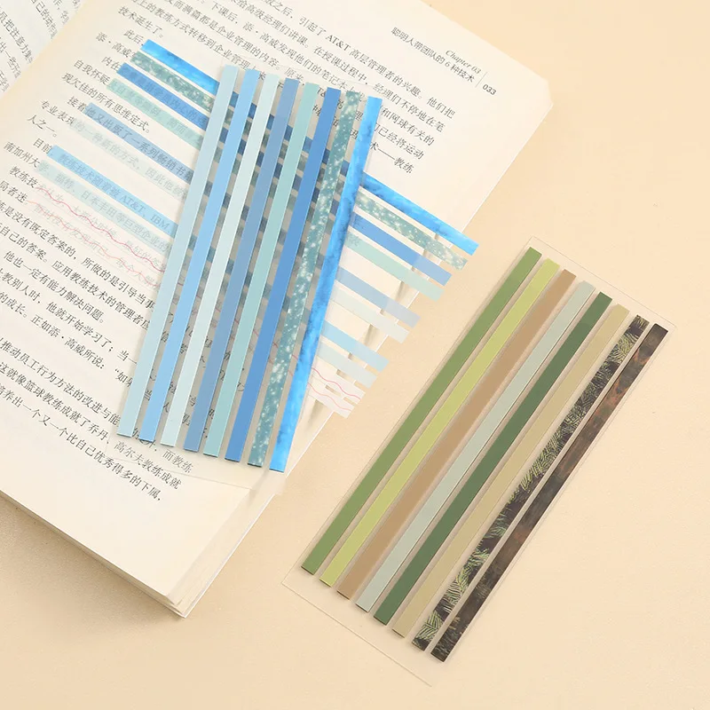 160Pcs Color Translucent Slender Strips PET Index Sticker Note Highlight Mark Stickers Bookmarks Student Stationery Sticky Note