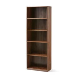 Mainstays 5-Shelf Bookcase with Adjustable Shelves, Storage Cabinet, Antique-and-curio Shelves, Showing Stand