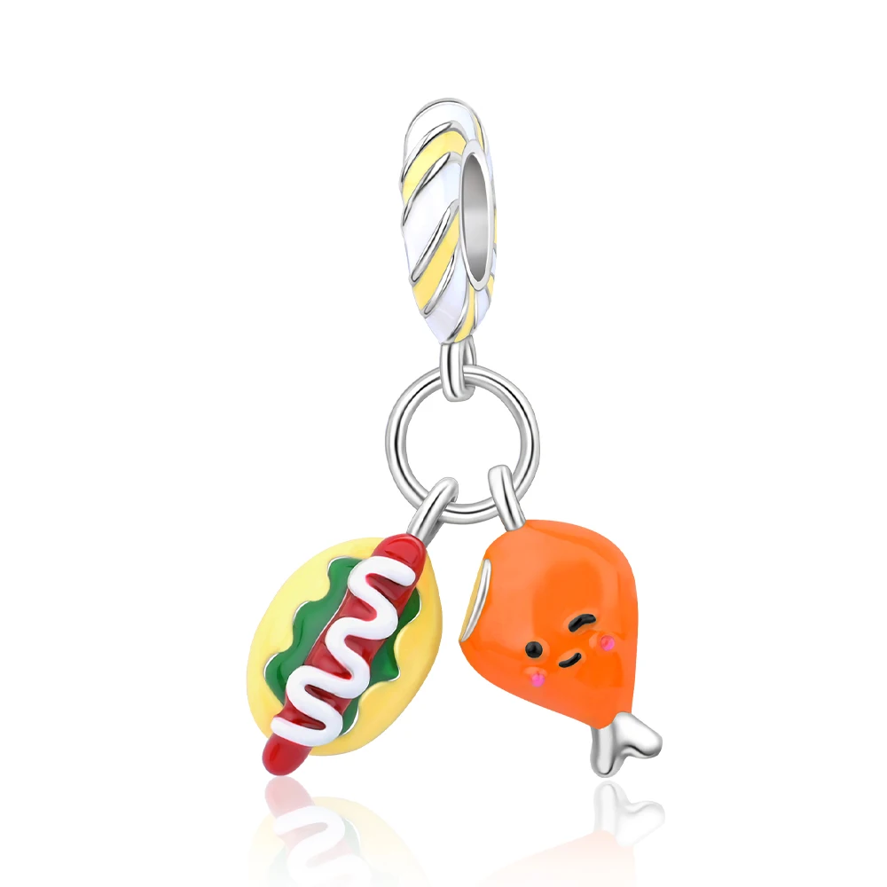 

Danturn 925 Sterling Silver Original Bead Baozi and Ham Combo Dangle Charm fit Snake Chain Bracelet Fashion Women Jewelry Making
