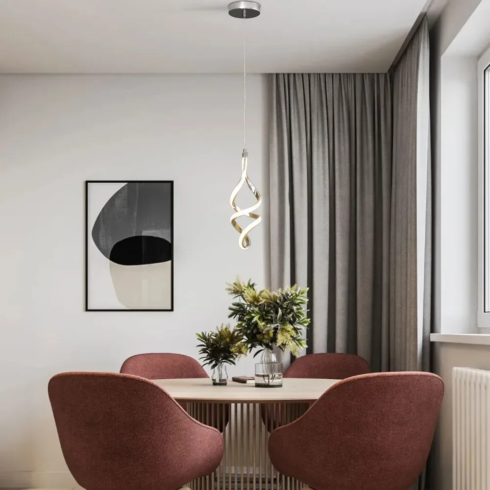 

Bymaocar Modern Dimmable 3 Pack LED Chandelier Wave Spiral Pendant Light Fixture With Remote Control For Kitchen,bedroom,foyer