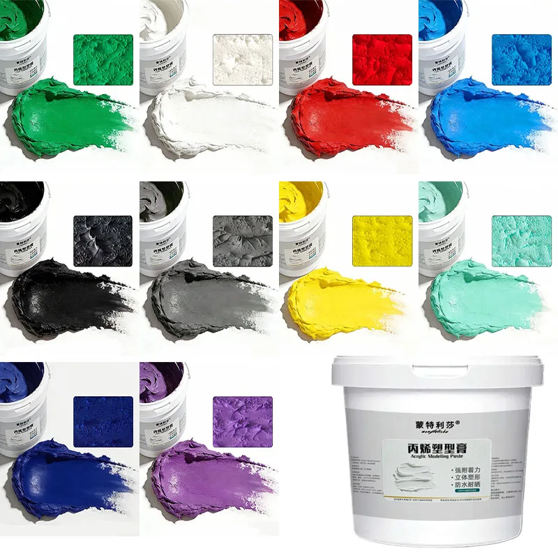 1kg Acrylic Texture Modeling Paste 500ML Black White Gesso Primer Painting Medium Large Bottle Art Supplies for Artists