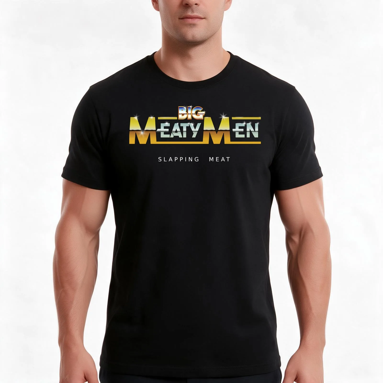 Big Meaty Men Slapping Meat - Wrestlmania Edition T-Shirt, Summer Casual Cotton Tee, Oversized Streetwear Tops, Unisex Men Women