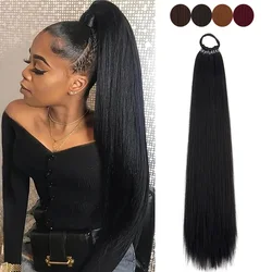 22Inch Long Straight Synthetic Ponytail Hair Extension With Elastic DIY Braid Hairpiece for Women