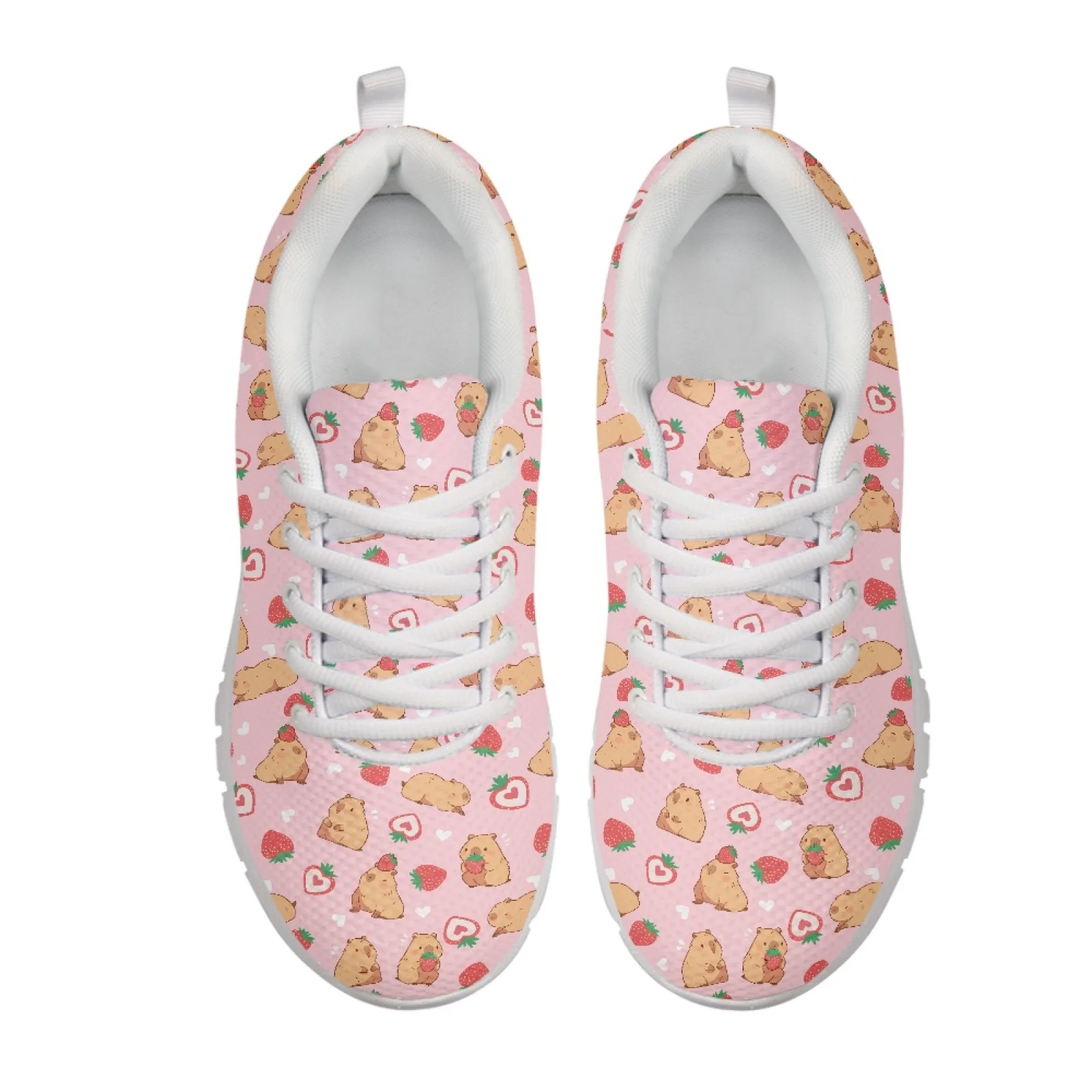 Coloranimal Strawberry Lace Up Running Walking Shoes Women Tennis Shoes Sports Shoe for Womens Ladies