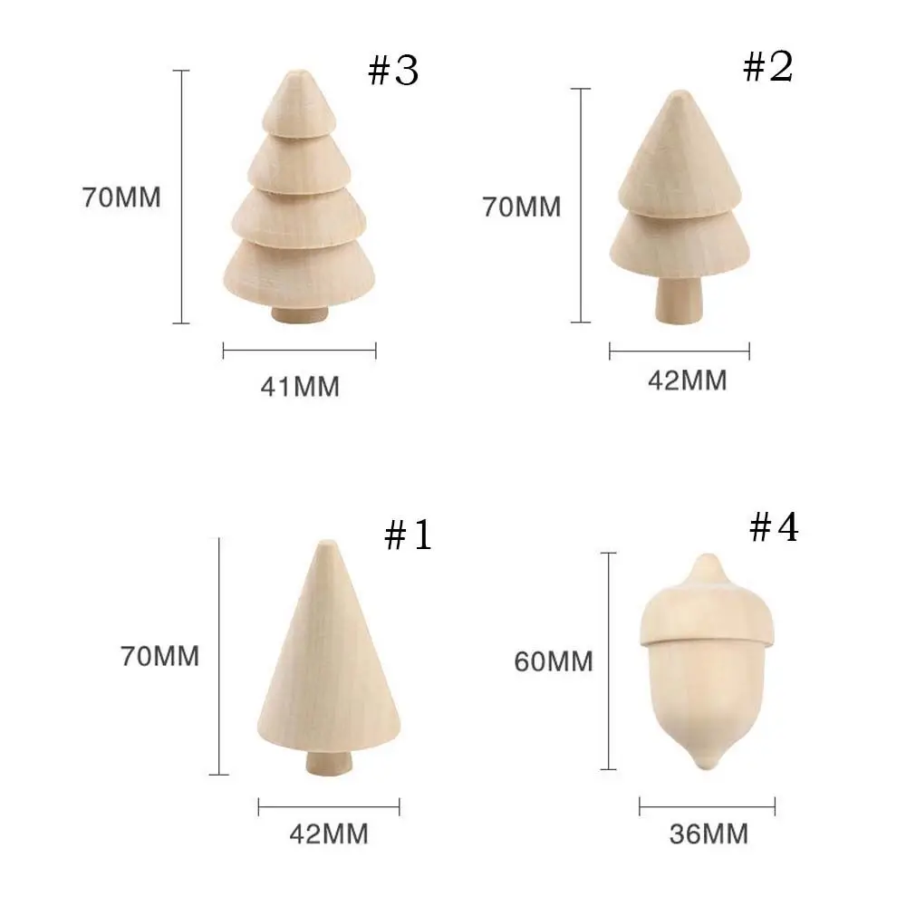 ไม้ที่ยังไม่เสร็จทาสีหัตถกรรม DIY Acorn เปล่าเปล่าภาพวาดของเล่น Miniature ตกแต่งต้นคริสต์มาสตกแต่งบ้าน