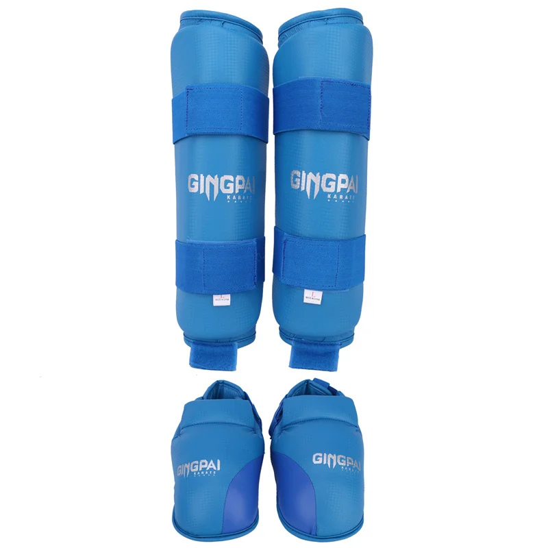 GINGPAI WKF Approved Knee Warmer Shin Guards Karate Shin Pads Legs Protection for Adults Kids Men Women