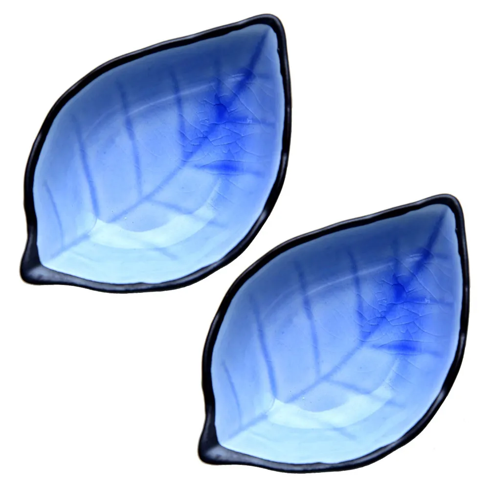 2Pcs Ceramic Ink Dish Leaf Form Calligraphy Ink Tray Brush Washer for Students Artists Calligraphers Lightweight Easy Storage