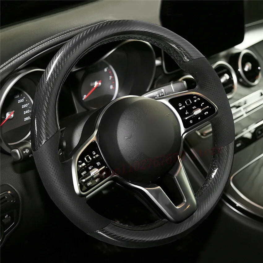 DIY Hand-Sewn PU Leather Steering Wheel Cover for Mercedes Benz A B C E CLS GLE Class EQC Anti-Slip Car Interior Accessory