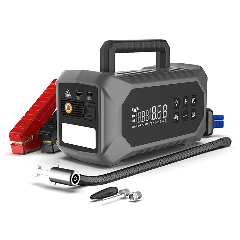 6-in-1 Car Jump Starter Booster Power Pack Kit 12v Lithium Battery Car Jump Starter with Tire Inflator and Air Compressor