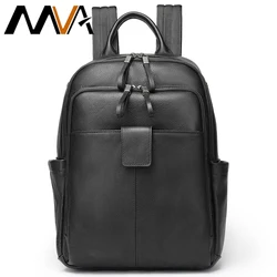 MVA Men Leather Backpack For Men Casual Women Female Backpacks For Student School Backpack Laptop 13.3