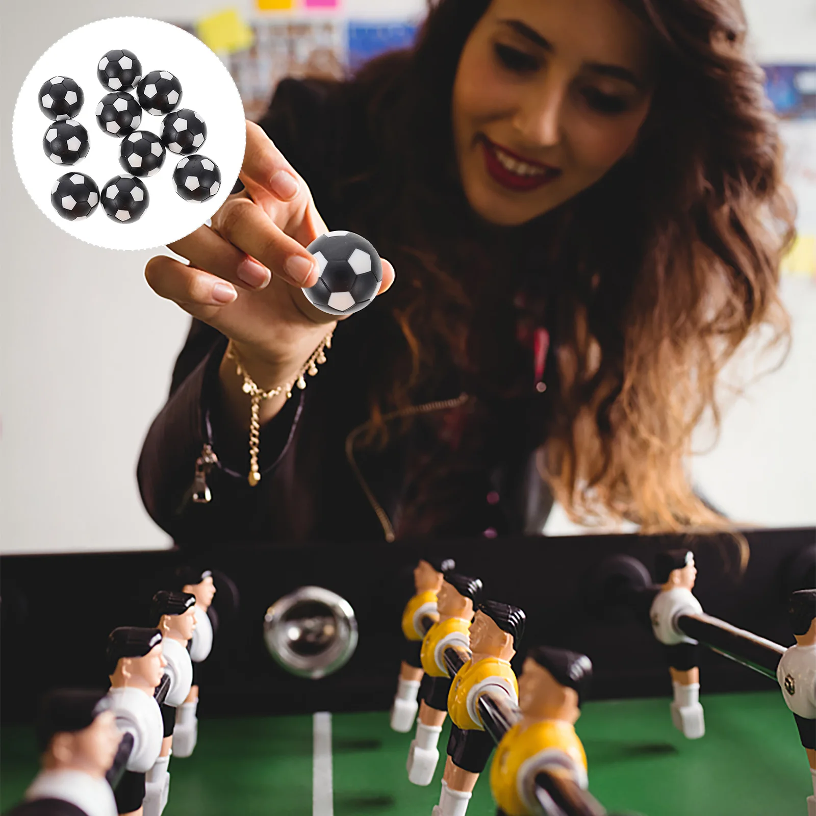 

10pcs Tabletop Footballs Table Soccer Balls Desktop Football Playthings Lightweight Compact Plastic Soccer Balls Replacement