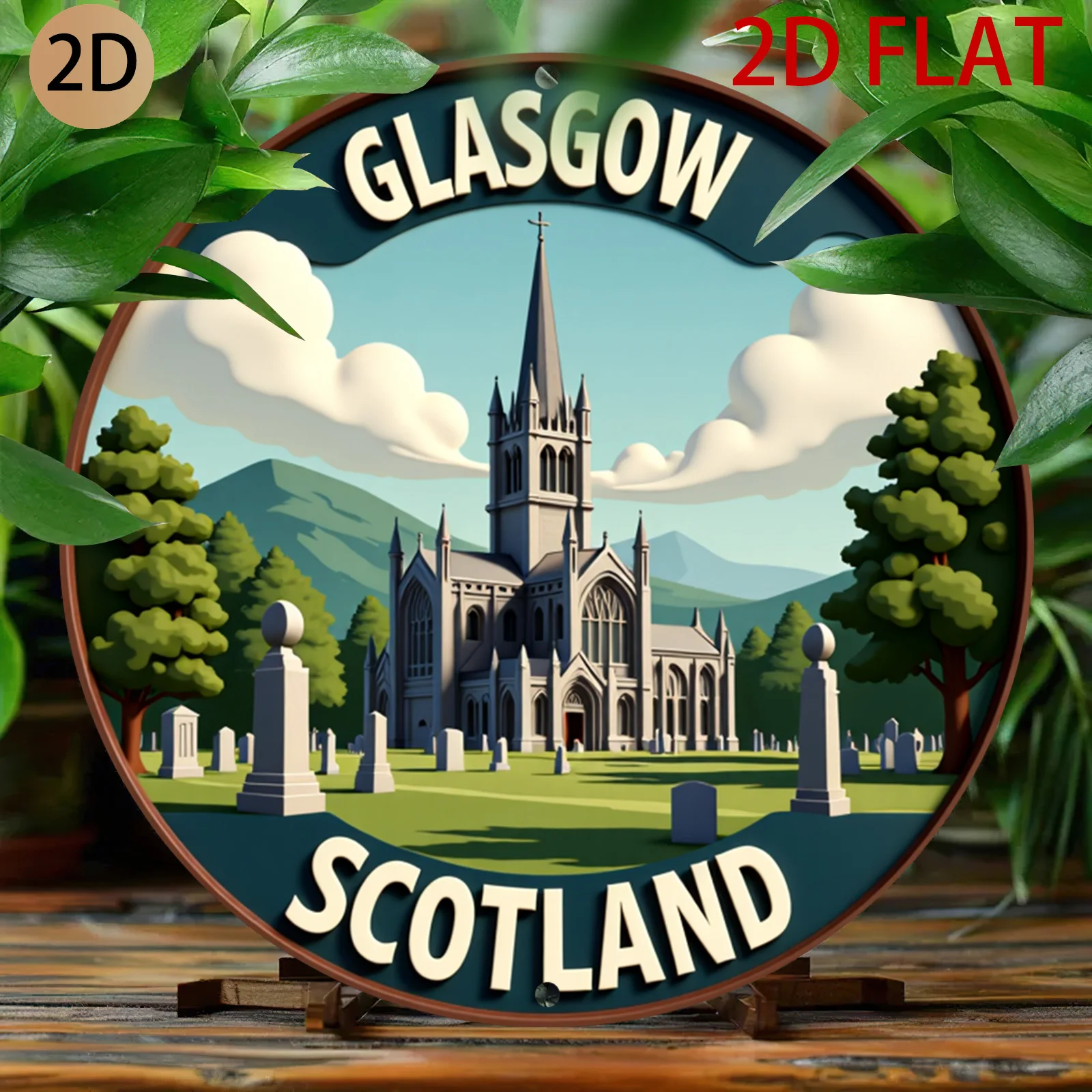 Home Office In Glasgow - Decorazione da parete rotonda vintage con