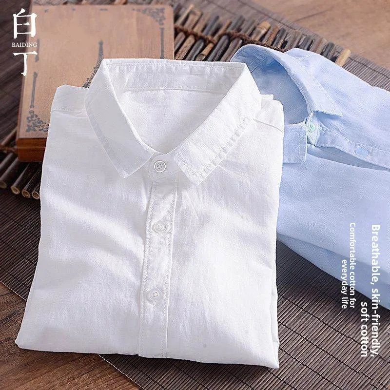 Primavera Verano fino ort Sve Linen irt hombres Casual suelto algodón Lino largo Sve irt Jaet blanco Slim Fit arp Collar