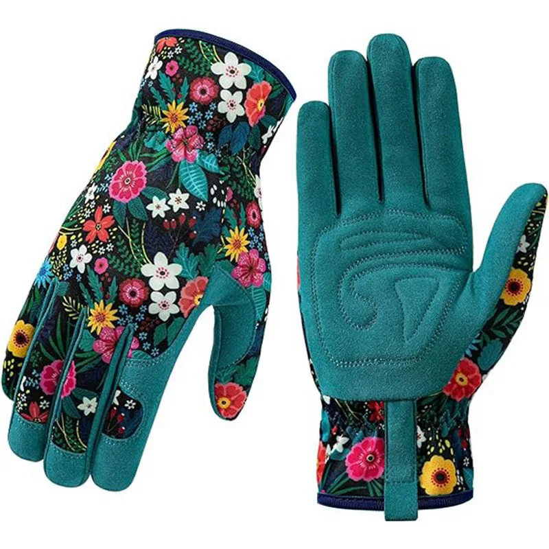 Printed gloves; garden planting; weeding; gardening; touch screen gloves; work gloves.