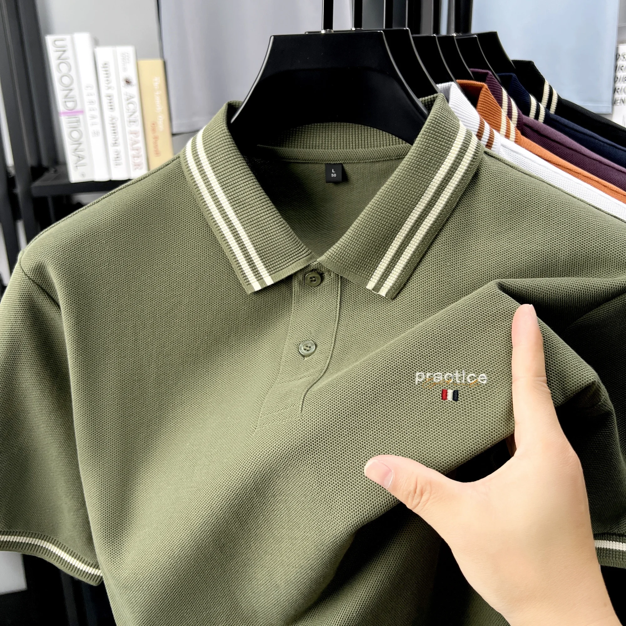 100%cotton2026summer trendy polo shirt luxury letter design gentleman top successful person busines short sleeve comfort T-shirt