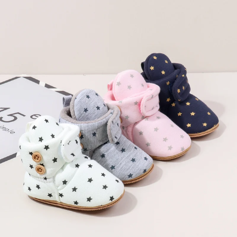 

Winter Baby Boys Girls Cute Design High Top Warm Boots TPR Sole Anti Slip Walking Shoes Toddler with Plush Cotton Shoes BMB4196