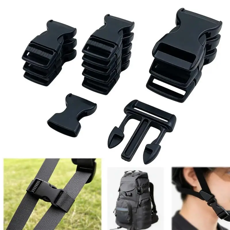 10~40Pcs Side Release Buckles Black Waist Belt Buckles Backpack Buckles Suitable For DIY Webbing Bracelet Packaging Accessories