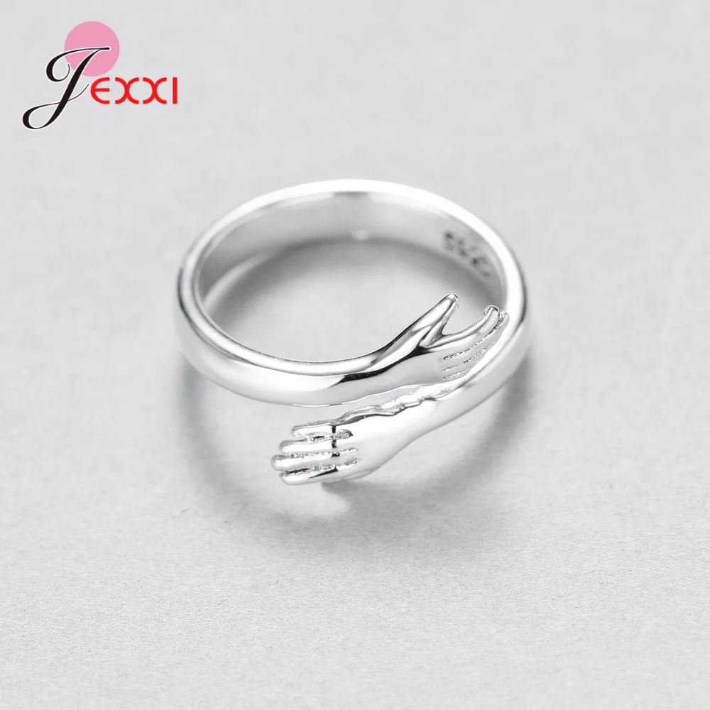 Sterling Silver 925 Embrace Opening Adjustable Finger Rings Women And Men Christmas Jewelry Accessories Bijoux New