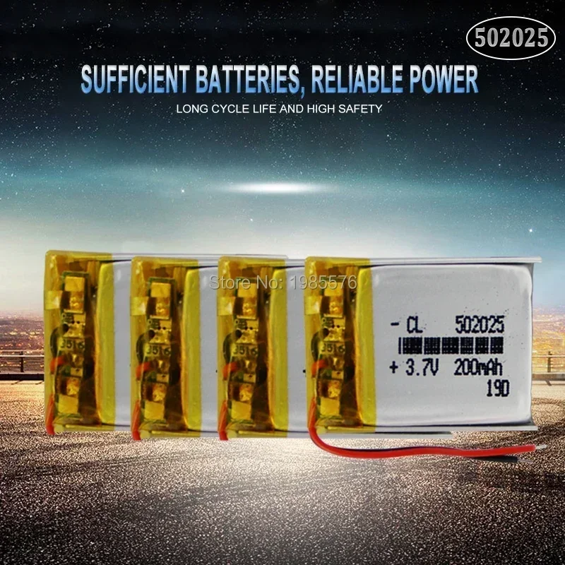3.7V 200mAh 502025 Lithium polimer li-po Li ion baterai isi ulang untuk mainan speaker Tachograph MP3 MP4 GPS Bluetooth Lipo sel