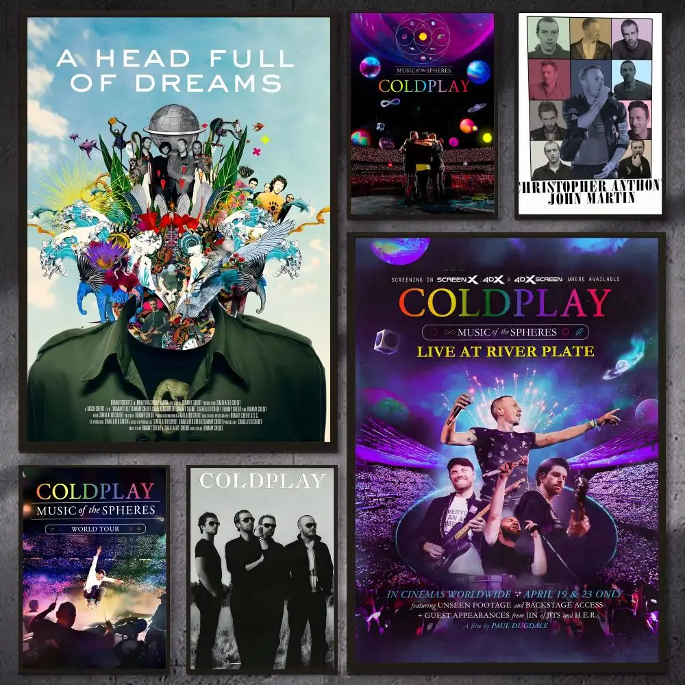 C-Coldplay Band Hot Music Poster Versatile HD Waterproof Wall Art Self-Adhesive Decor for Any Space Ideal Gift
