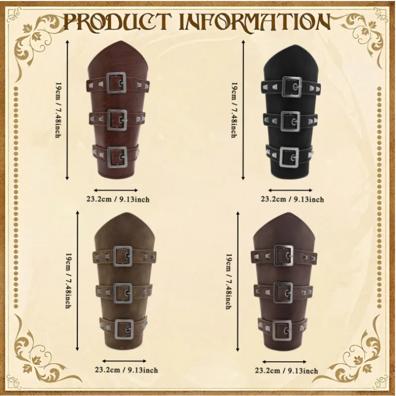 Medieval Leather Bracers Vintage Warrior Style Arm Guards LARP Costume Accessory