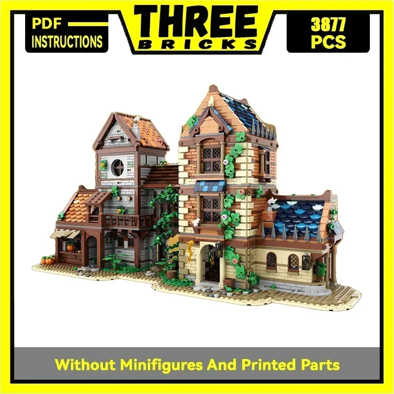 Briques de construction Moc modèle Street View, technologie de magasin de rue médiéval, blocs modulaires, cadeaux, jouets de noël, ensembles de bricolage, assemblage