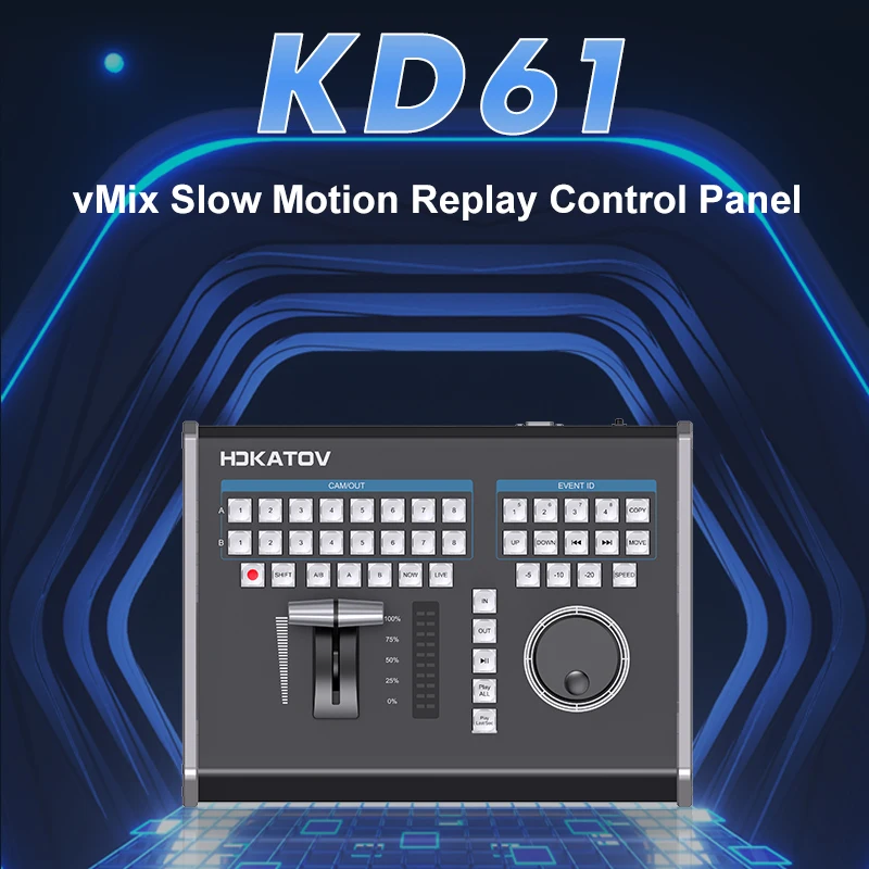 JJTSVideo KD61 8-Channel T-bar Fader Slow Motion Video Switcher with SDI Signal Output and Input for Live Streaming