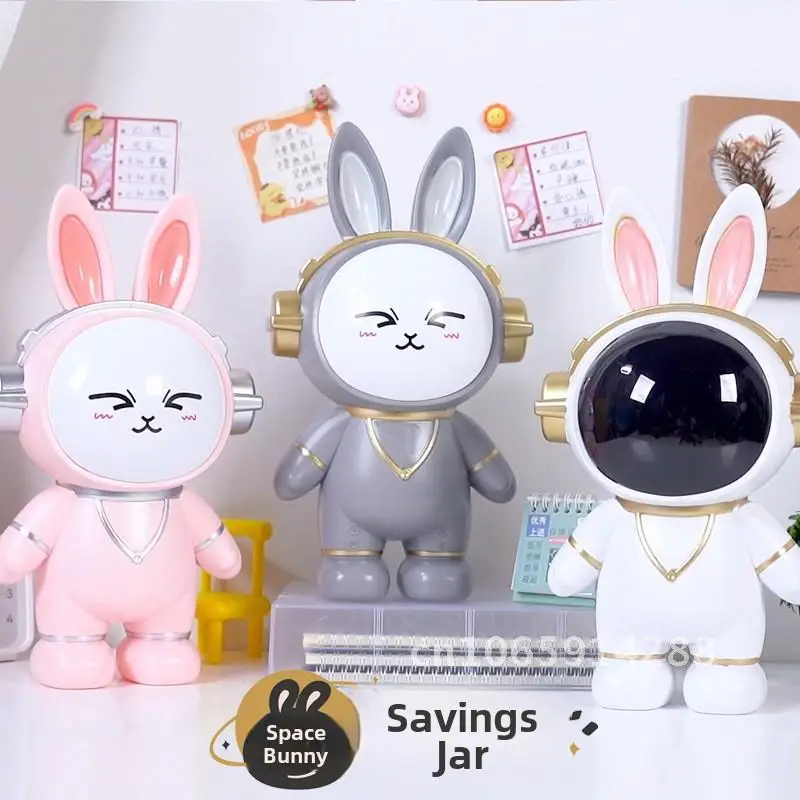 

Cartoon Space Rabbit Astronaut Piggy Bank Children's Savings Box Boys & Girls Modern Minimalist Plastic Storage Bank