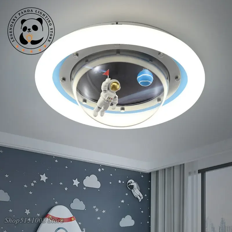 

Contemporary Originality Ceiling Lights Simple Astronaut Spaceman Planet Lampshade Children's Room Bedroom Study Art Luminarias