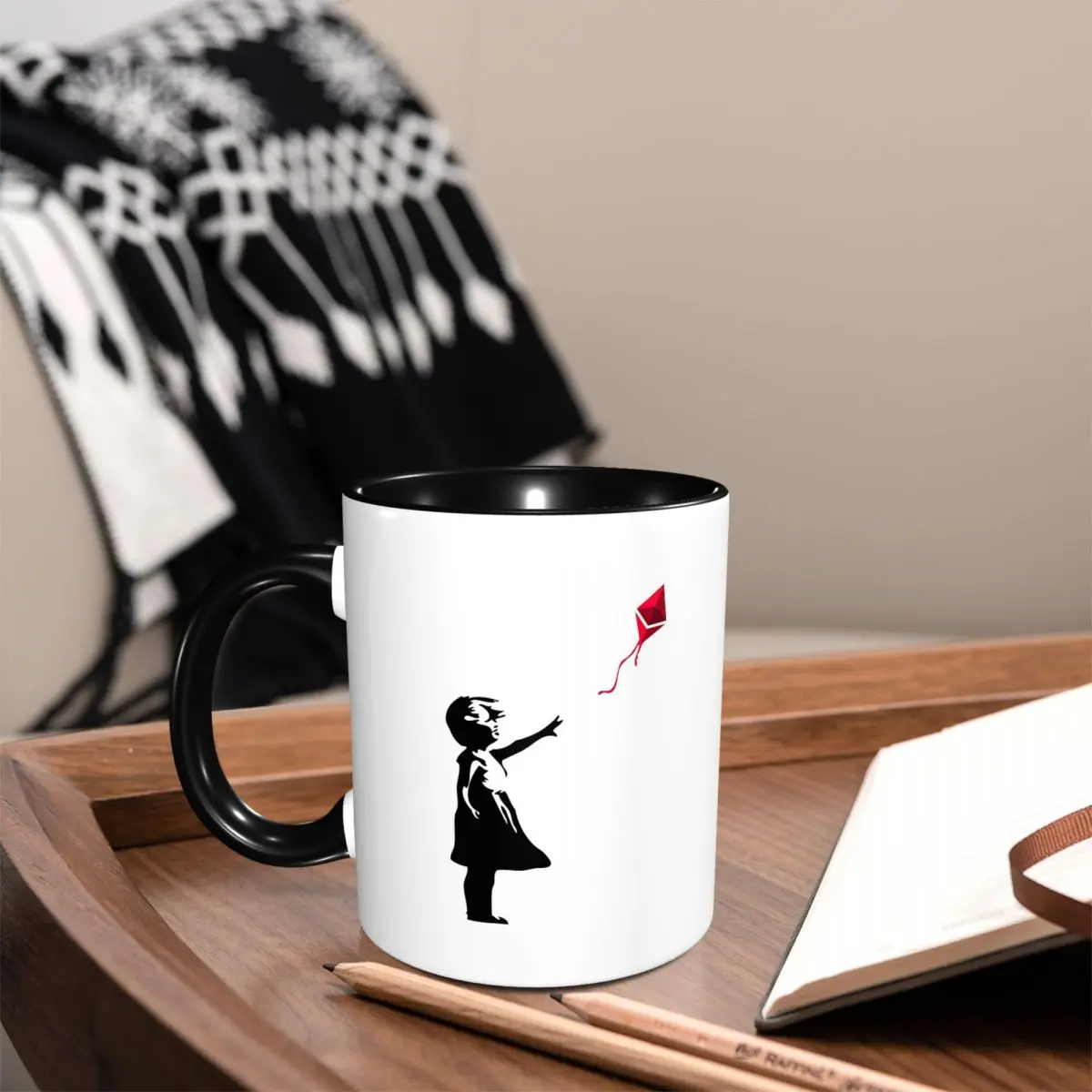 Ethereum X Banksy Balloon Girl Mug Funny Ceramic Coffee Cups Tea Mugs Milk Cup Drinkware Gifts for Friends
