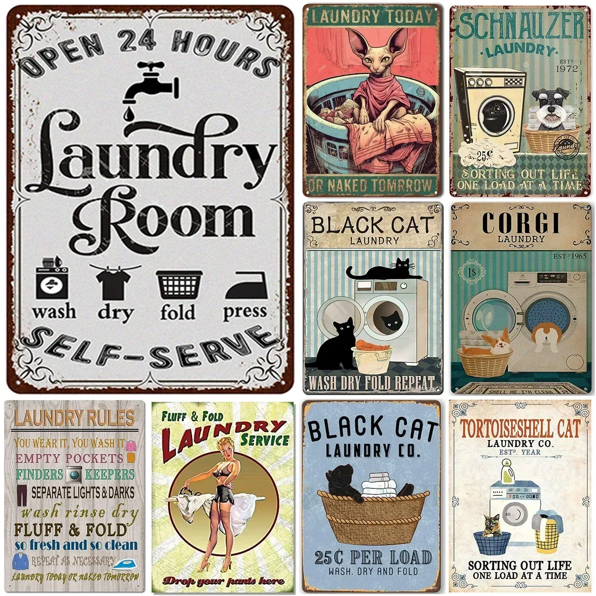 Plaques, Metal, Tin Signs, Laundry Room, Wall Decor, Vintage Art Posters, Ironing Art, Man Cave, Home, Cafe, Bathroom, Club, Bar