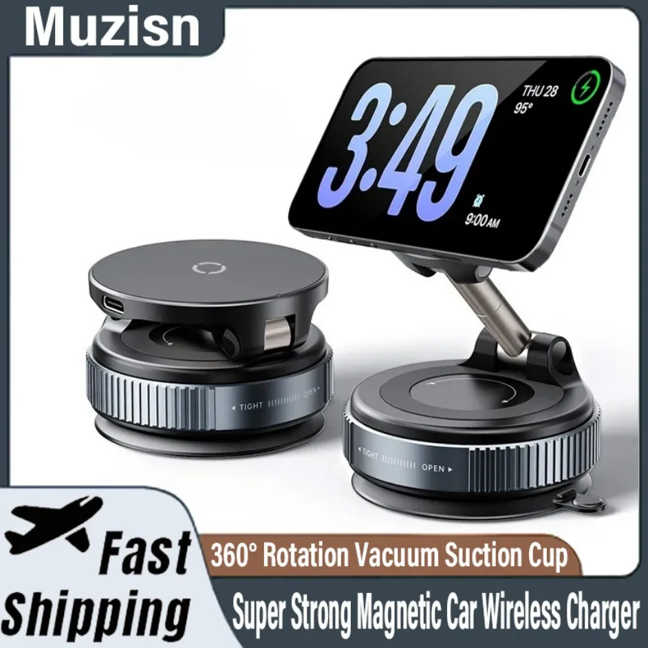 

15W Wireless Charger,With Vacuum Magnetic Suction Foldable 360°Rotating For iPhone Hands-Free For Driving Travel New
