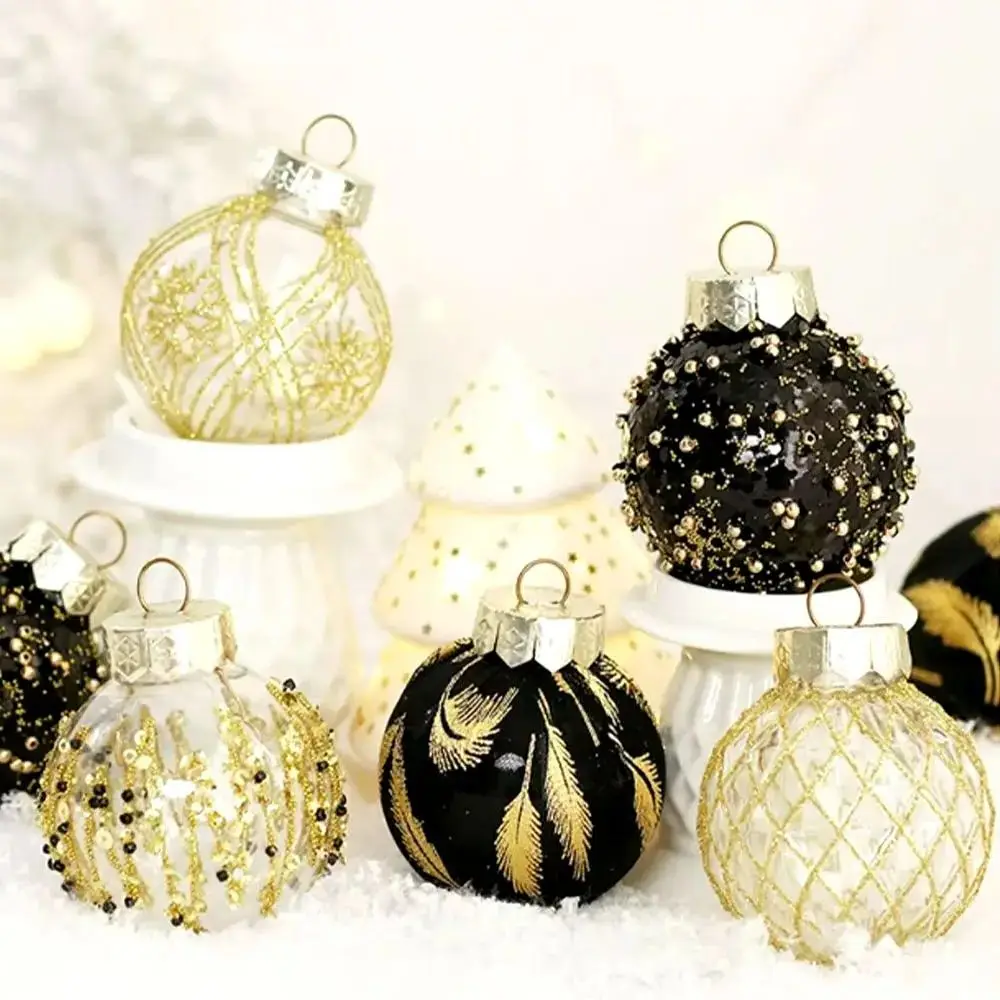 25Pcs Christmas Ball Ornament Set,Black and Gold,Plastic Xmax Ball