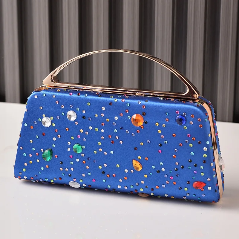 حقيبة يد حريرية فاخرة أوروبية وأمريكية مرصعة بأحجار الراين حقيبة حفلات متعددة الاستخدامات للتجمعات حقيبة الكتف عبر الجسم