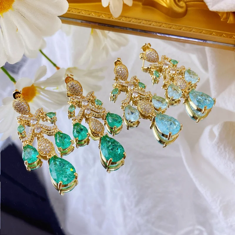 

Shiny light blue zircon silver earrings - luxurious women's jewelry - colorful zircon earrings - party accessories as aAnniversa