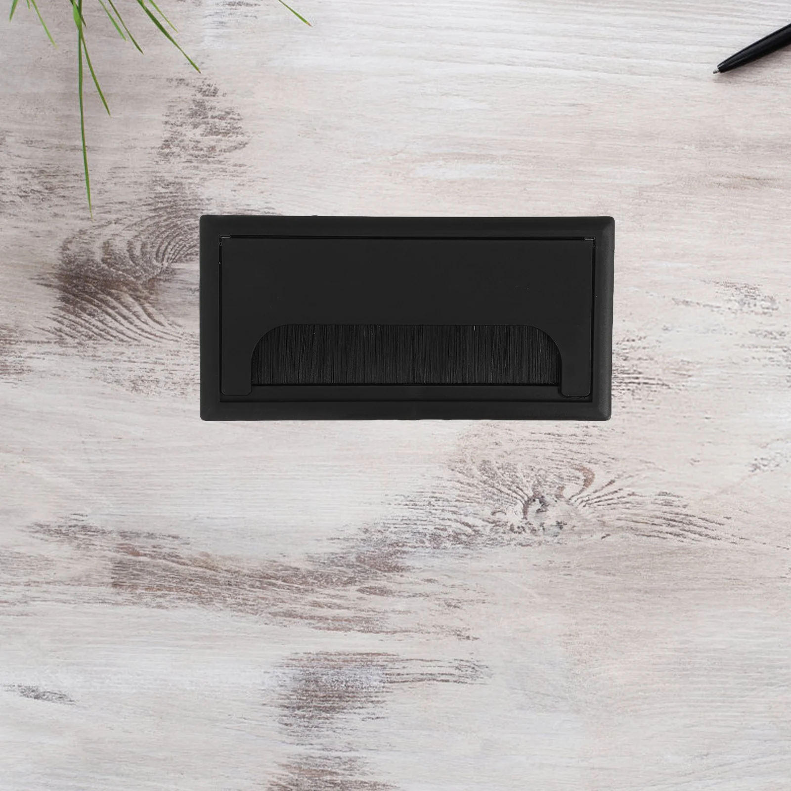 4 pçs de plástico preto mesa grommet caixa escova cabo buraco capa escritório fio gestão poeira livre espaço trabalho mesa fio buraco capa