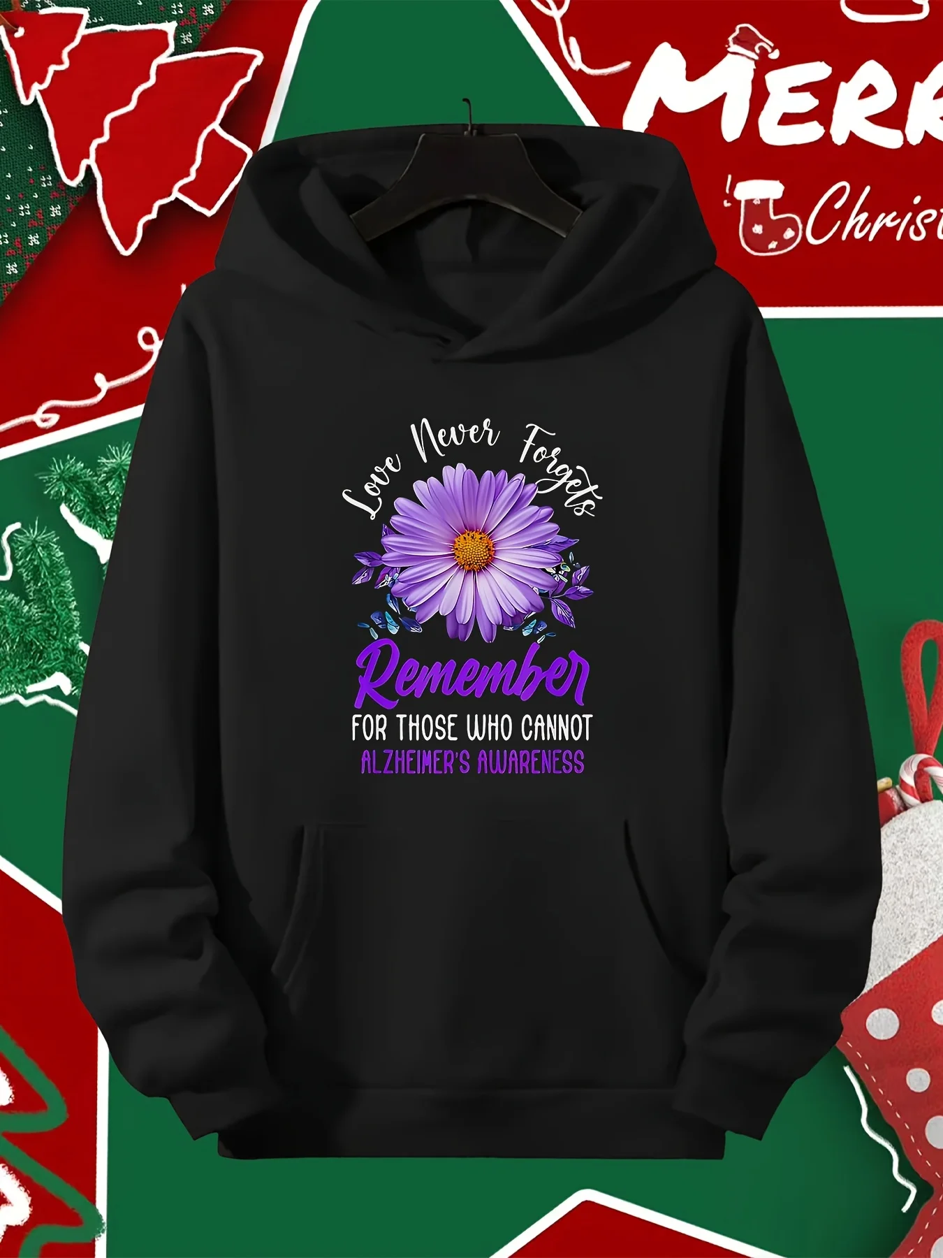 Women's Alzheimer's Pro Bono Hoodie - Soft and Comfortable Pullover Sweater with Pocket, Suitable for Alzheimer's Patients and Daily Wear, Machine Washable, Christmas and Black Friday Gifts (Hooded, All Seasons)